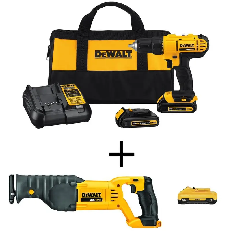 20-Volt MAX Li-Ion Cordless 1/2 in. Drill/Driver Kit w/ Bare 20-V Cordless Reciprocating Saw & 20-V Li-Ion 4 Ah Battery6.75 / bundle