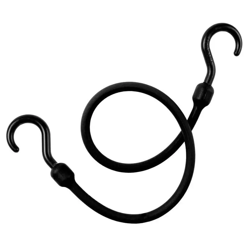 24 in. Polyurethane Bungee Cord with Molded Nylon Hooks in Black