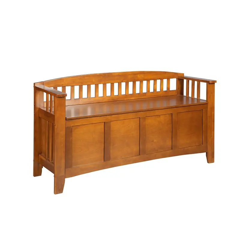 4-Gun Solid Wood Entryway Gun Cabinet Concealment Bench in Medium Cherry