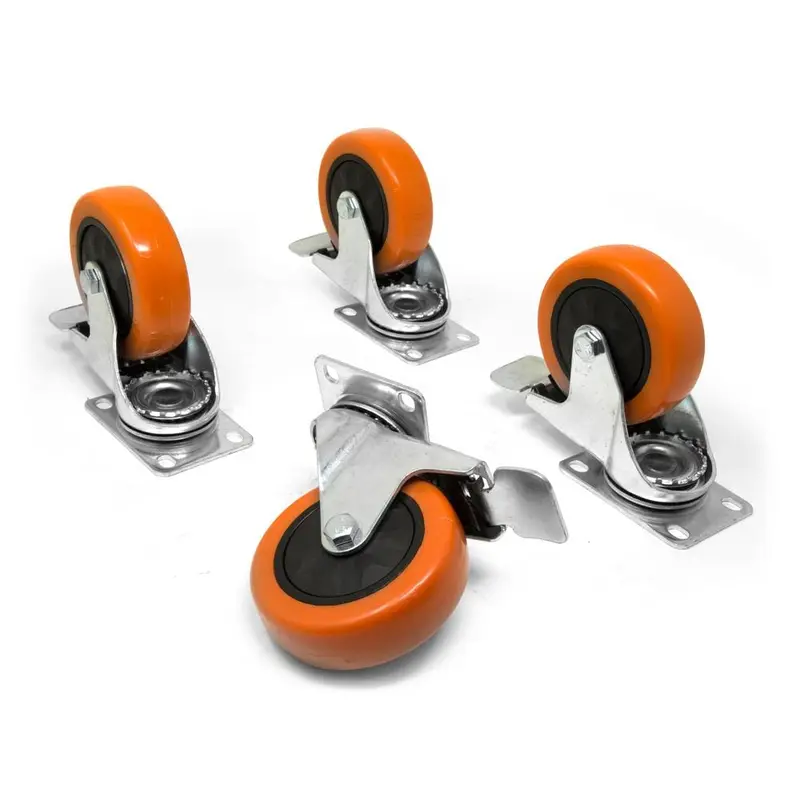 5 in. 330 lbs. Capacity Polyurethane Single-Bearing Swivel Plate Caster with Brake (4-Pack)8.2 / each