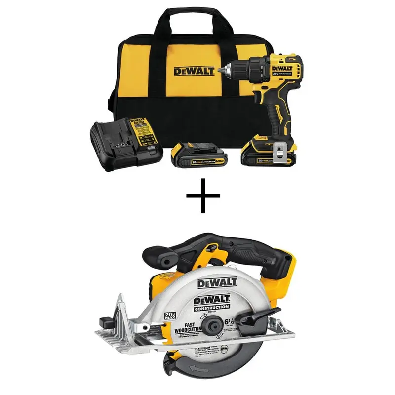 ATOMIC 20-Volt MAX Li-Ion Brushless Cordless Compact 1/2 in. Drill Driver with Bonus Cordless Circular Saw (Tool-Only)5.586 / each