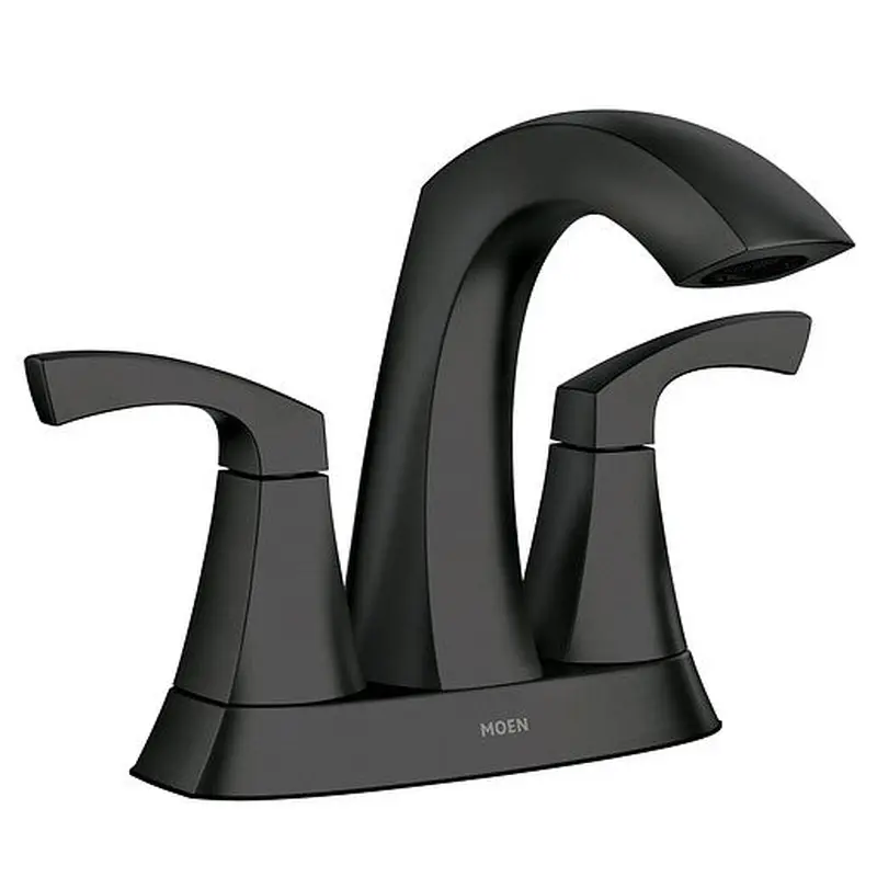 Moen Lindor Matte Black Two-Handle High Arc Bathroom Faucet4" Center