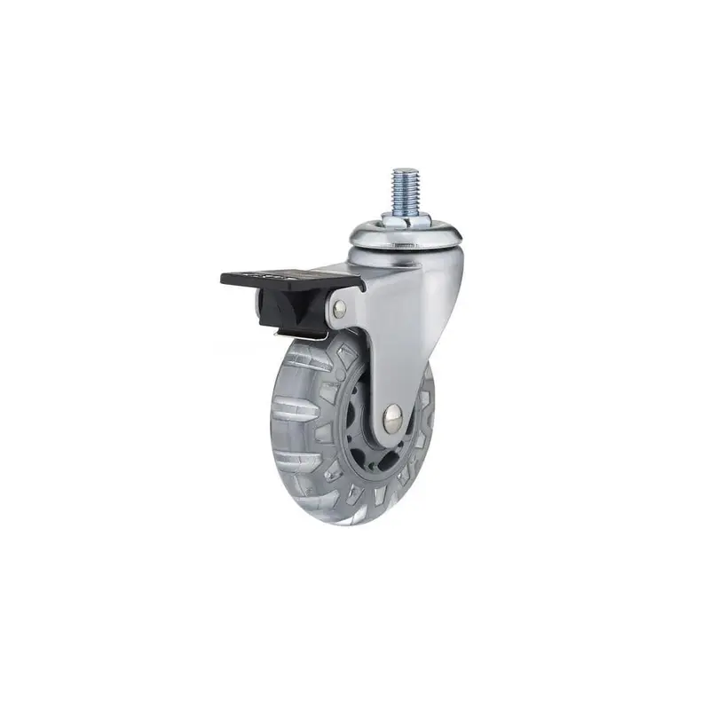 2-15/16 in. Light Grey Swivel with Brake Threaded Stem Caster, 99.2 lb. Load Rating