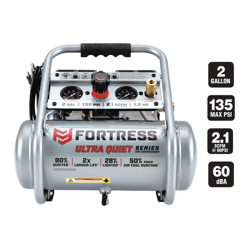 2 Gallon 135 PSI Ultra Quiet Hand Carry Jobsite Air Compressor