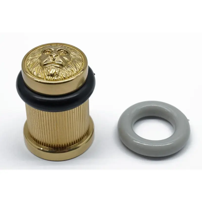 2 in. Solid Brass Lion Head Bullet Floor Door Stop in Polished Brass No LacquerSatin Nickel / 8 oz