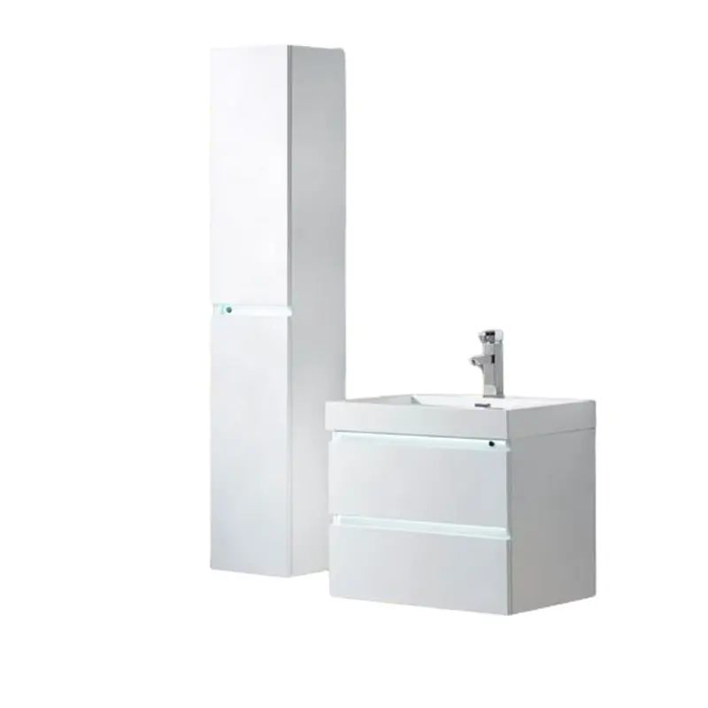 Annecy 24 in. W x 18.5 in. D x 20 in. H Bathroom Wall Hung LED Vanity in White w/ Single Basin Vanity Top in White Resin