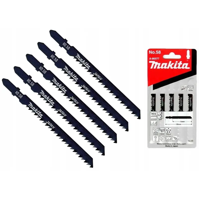 Hcs Jigsaw Blade No.58  5 Pack 8TP I Fast Rough Cut Wood 4-65mm
