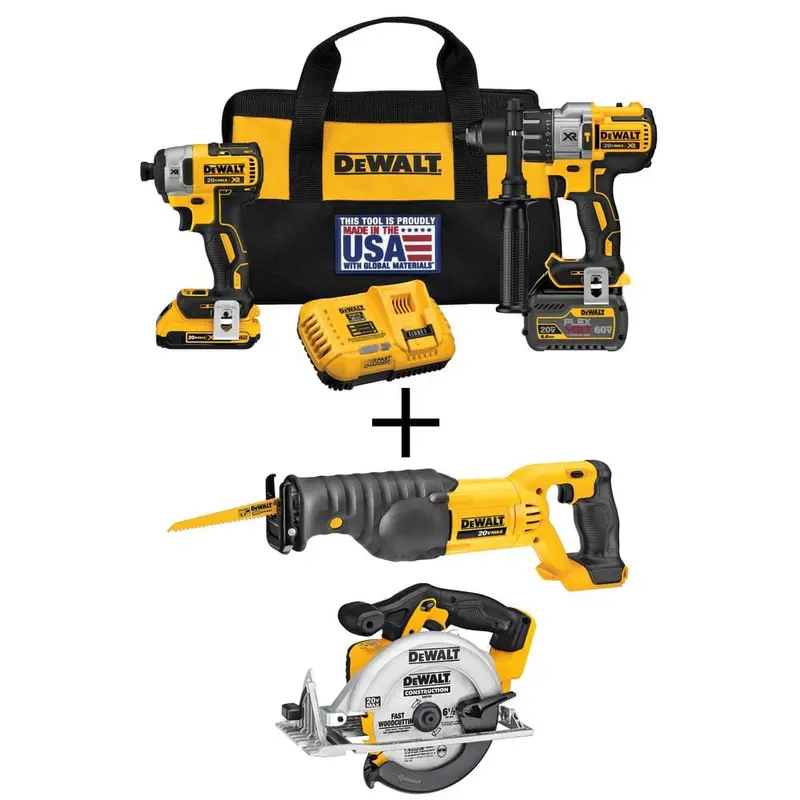 20-Volt MAX Lithium-Ion Cordless Brushless Combo Kit (2-Tool) w/FLEXVOLT and 20V Batteries, Bonus Circ Saw and Recip Saw26.43 / each