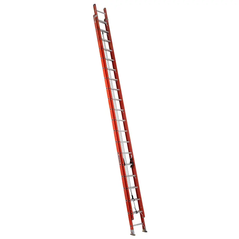 Louisville FE3240 Extension Ladder, 449 in H Reach, 300 lb, 1-1/2 in D Step, Fiberglass, Orange