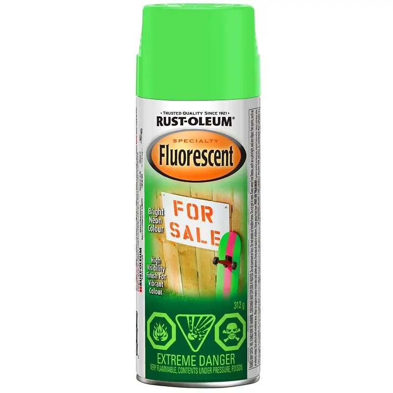 Rust-Oleum N1932830 Fluorescent Spray Paint, Matte, Fluorescent Green, 312 g, Can