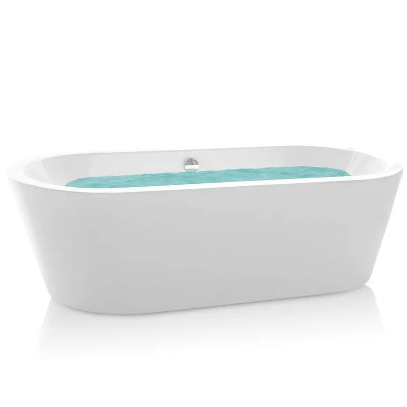 59 in. Acrylic Double Ended Flatbottom Non-Whirlpool Bathtub in Glossy White