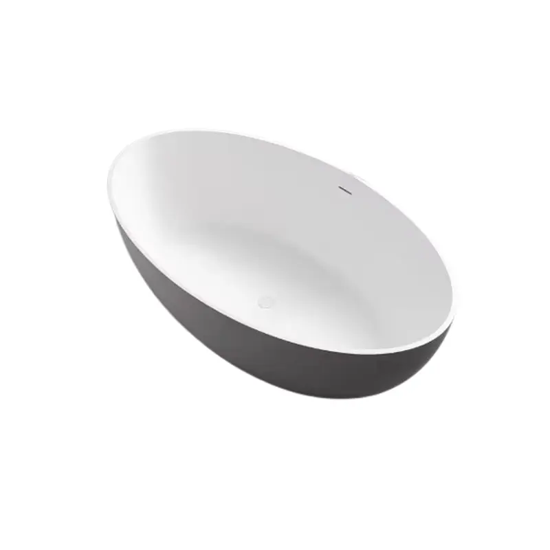 67 in. Stone Resin Flatbottom Solid Surface Freestanding Soaking Bathtub in White with Drain