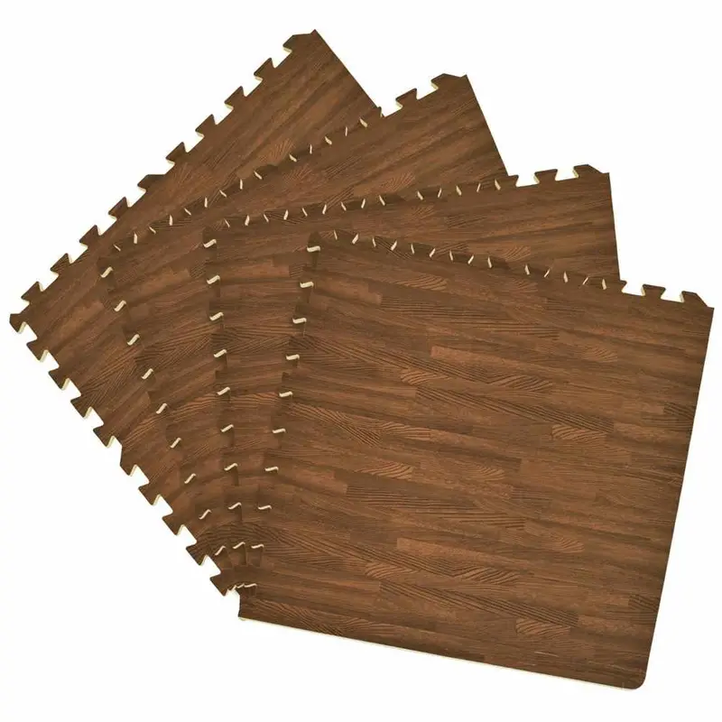 ACHIM Walnut 24 in. x 24 in. Interlocking Foam Anti Fatigue Tiles (16 sq. ft./case)sq. ft.