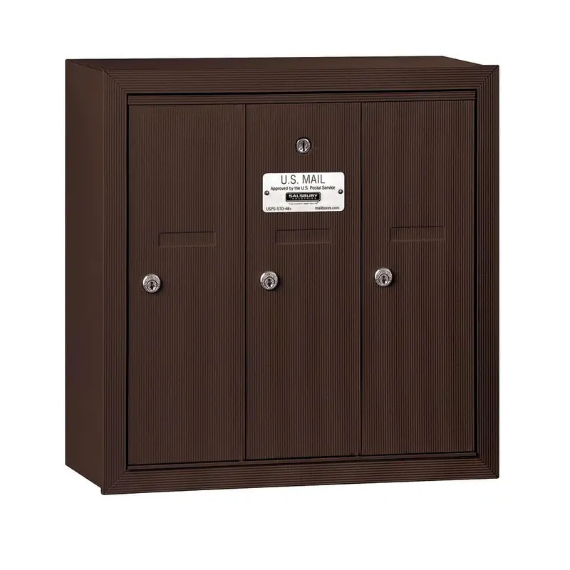 3500 Series Bronze Surface-Mounted Private Vertical Mailbox with 3 DoorsSandstone / 25.0