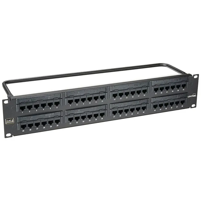 48-Port eXtreme Cat 6  Flat 110-Style 2RU Patch Panel with Cable Management Bar, Black4 / each