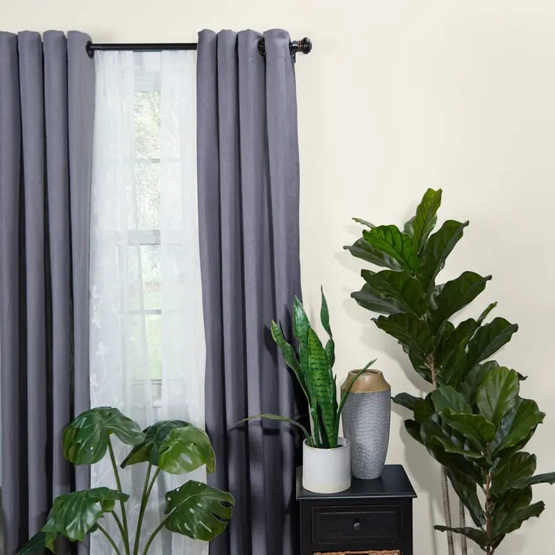 allen   roth Allen   Roth 36-in To 72-in Black Steel Double Curtain Rod
