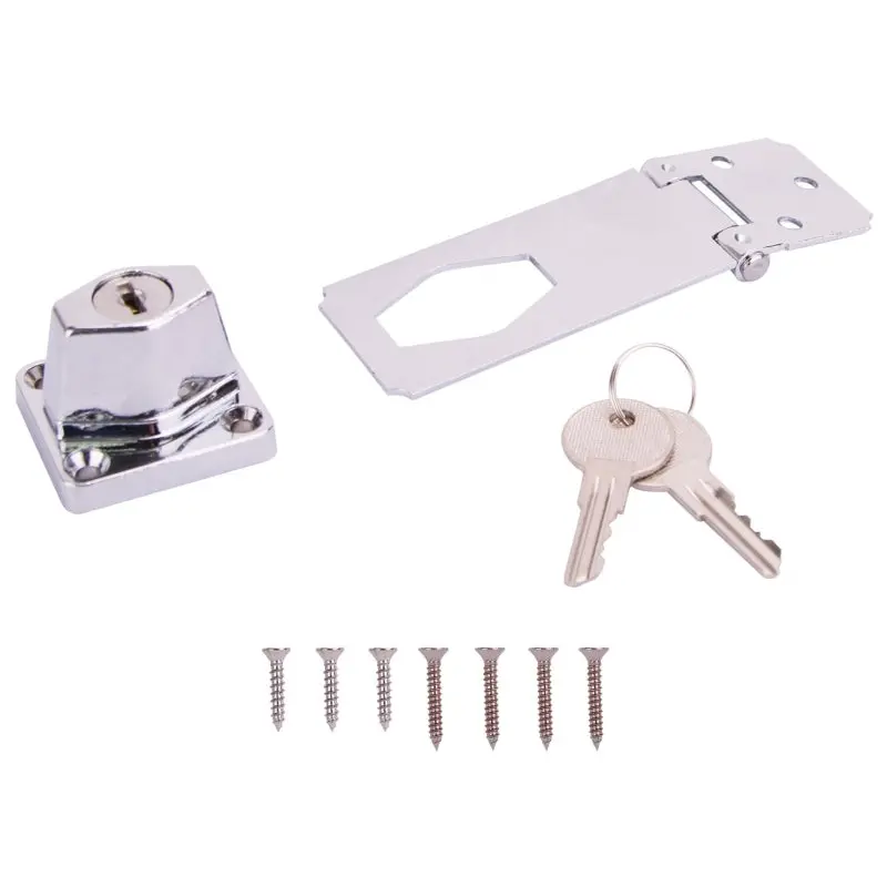 ProSource Safety Hasp, 3-1/2 in L, 3-1/2 in W, Steel, Chrome