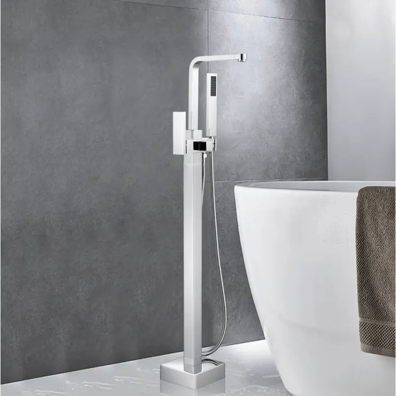 42 in. H x 6 in. W Single-Handle Claw Foot Tub Faucet with Hand Shower in Brushed Nickel