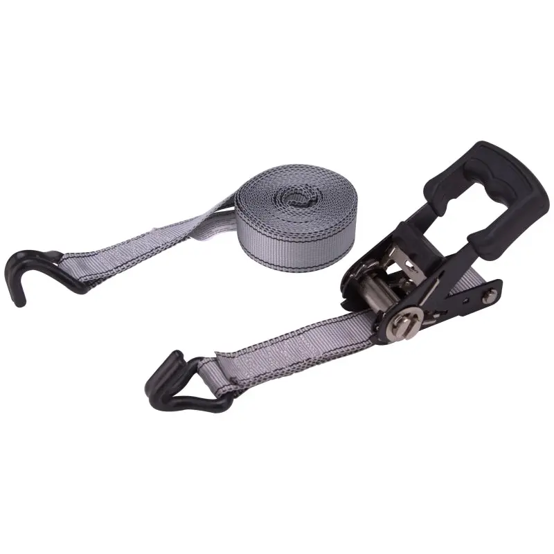 ProSource FH64059 Tie-Down, 1-1/4 in W, 16 in L, Gray, J-Hook End Fitting, Steel End Fitting