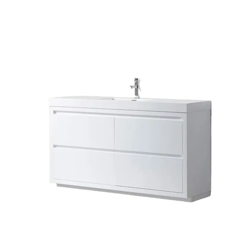 Annecy 60 in. W x 18.5 in. D x 32 in. H Bathroom Vanity in White with Single Basin Top in White Resin