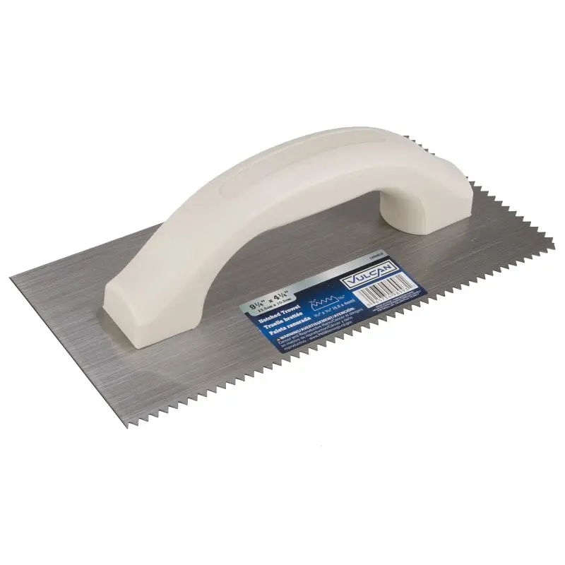 Vulcan V-Notched Trowel, 3/16 in x 5/32 in, High-Carbon Steel Blade, Poly Foam Ergonomic Handle