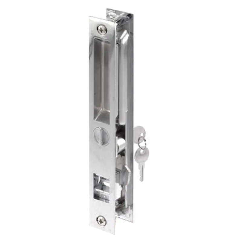 Prime Line Patio Door Flush Handle with Hook Latch assortment, Chrome, Keyed, 1 per pkg. 6-5/8"6-5/8"