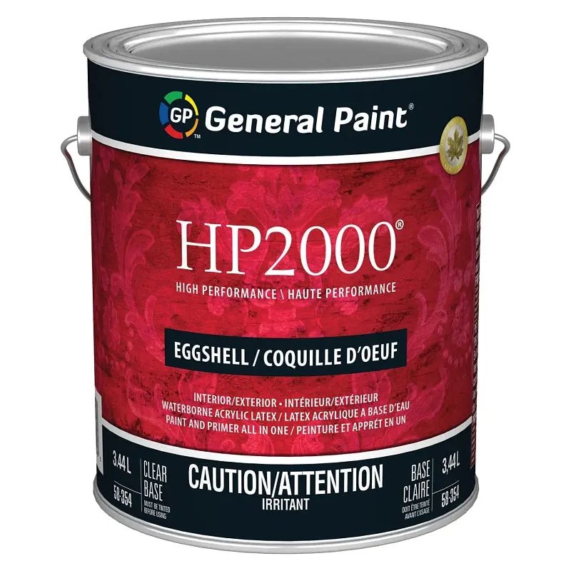 General Paint HP2000 58-354-16 Exterior Paint, Eggshell, Clear Base, 1 gal