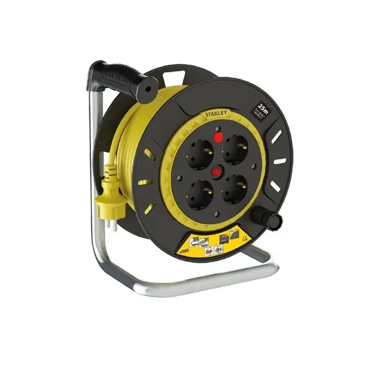 Stanley 25M Cable Reel IP20 3x1.5mm with 4 Sockets | SXECFT2QBSE