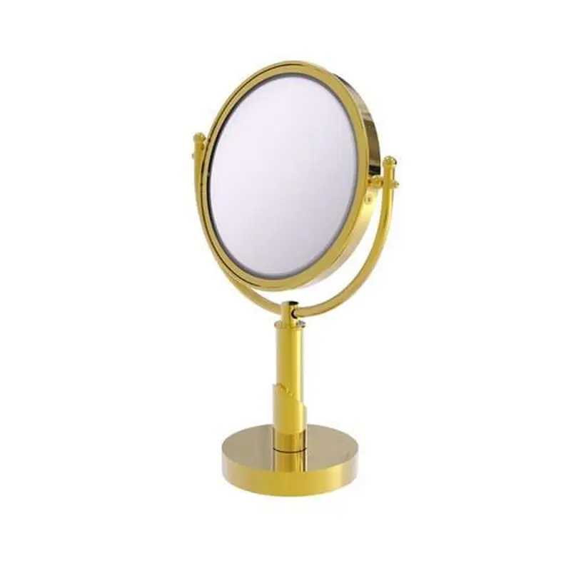 Allied Brass Soho 8-in x 15-in Polished Brass Double-Sided Magnifying Countertop Vanity Mirror