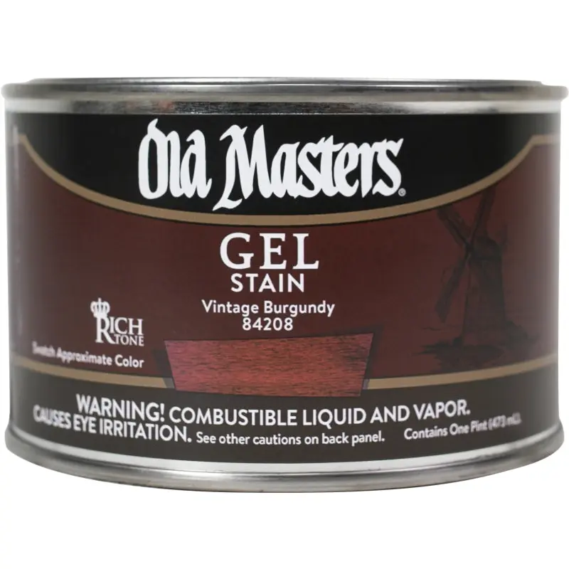 Old Masters 84208 Gel Stain, Vintage Burgundy, Liquid, 1 pt, Can
