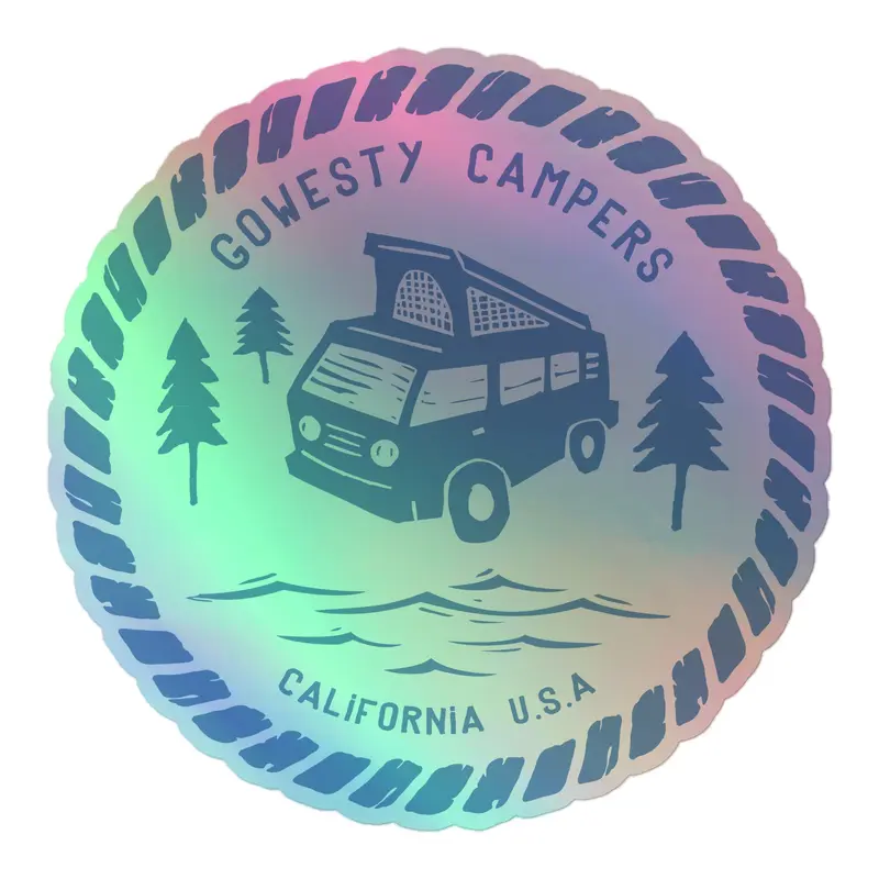 Woodcut Westy Life Blue Holographic Sticker33