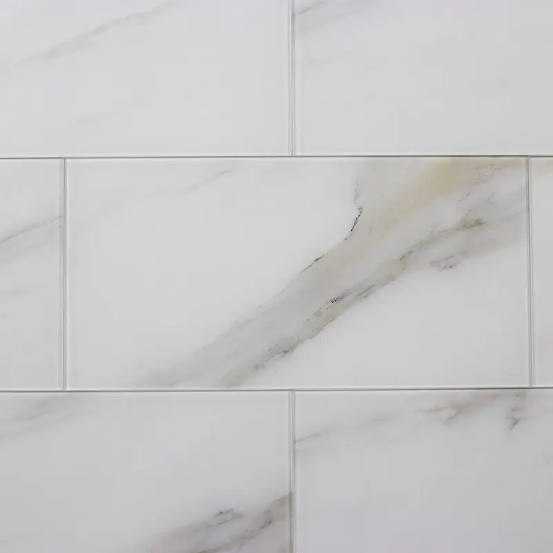 Abolos Nature 18-Pack Calacatta White/Glossy 8-in x 16-in Glossy Glass Marble Look Wall Tilesq/ft