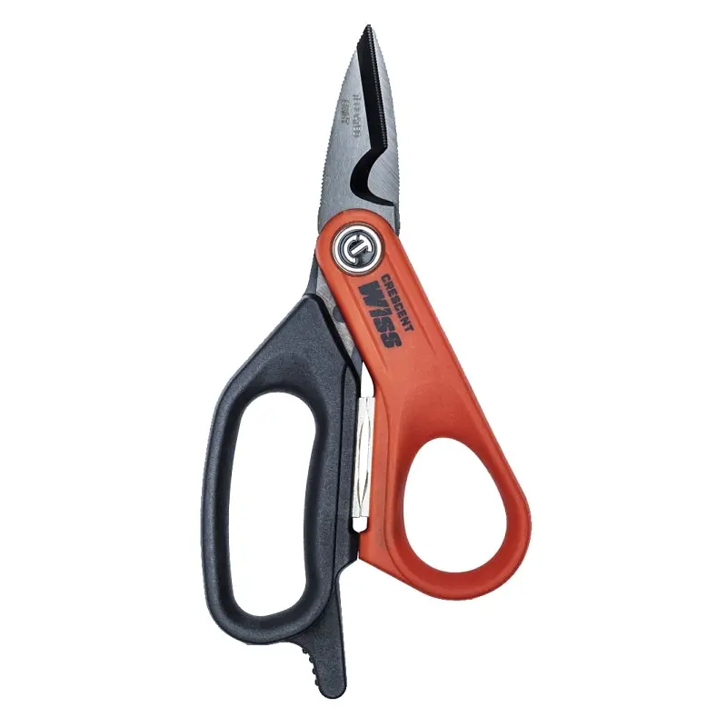 Crescent Wiss CW5T Electrician's Data Shear, 6 in OAL, Ergonomic, Soft Textured Grip Handle, TPR Handle