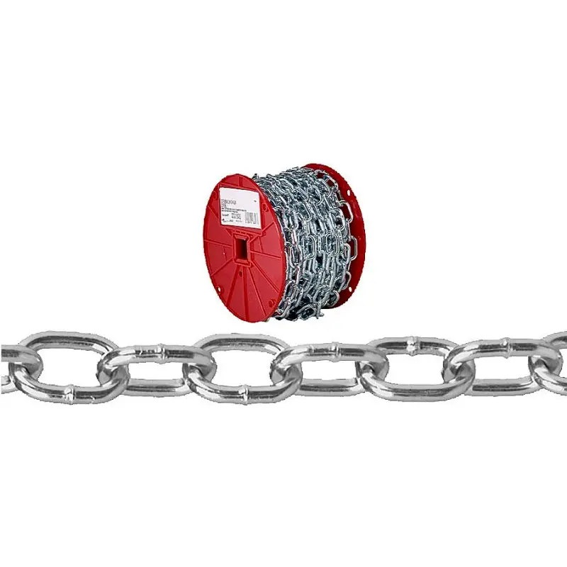 Campbell 0722957 Passing Link Chain, 2/0, 50 ft L, 450 lb Working Load, Steel, Zinc