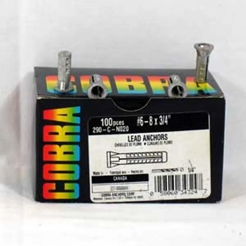 Cobra Anchors 216C Anchor, #16-18 Dia, 1 in L, 300 lb, Lead