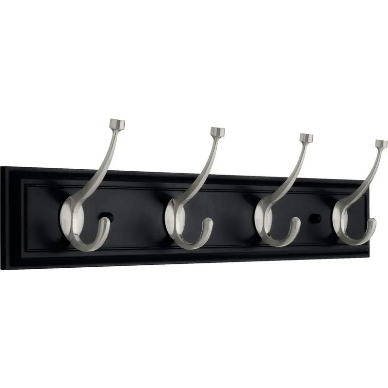 27 in. Black and Satin Nickel Pilltop Deluxe Hook Rack2 / each