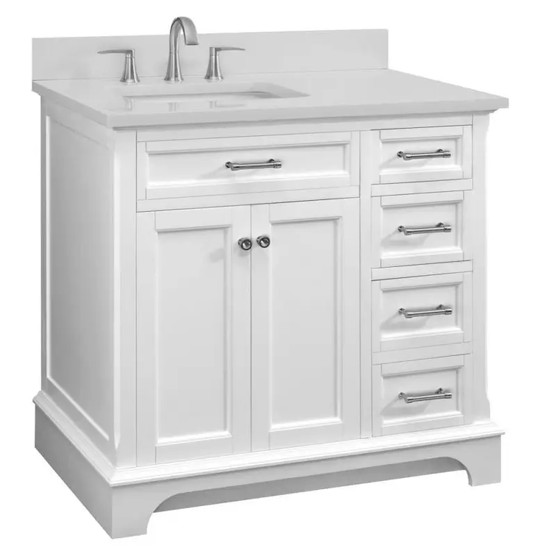 allen   roth Roveland 36-in White Single Sink Bathroom Vanity with White Engineered Stone Top