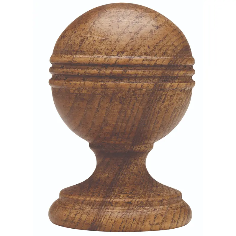 Ringed Ball 3.169finial 45mm Tiger Oak