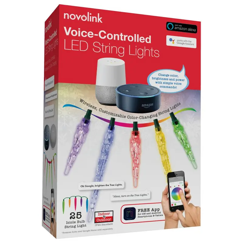 25-Light 15.4 ft Wi-Fi RGB Color-Changing LED Icicle String Light Set, works with Alexa1.06 / each