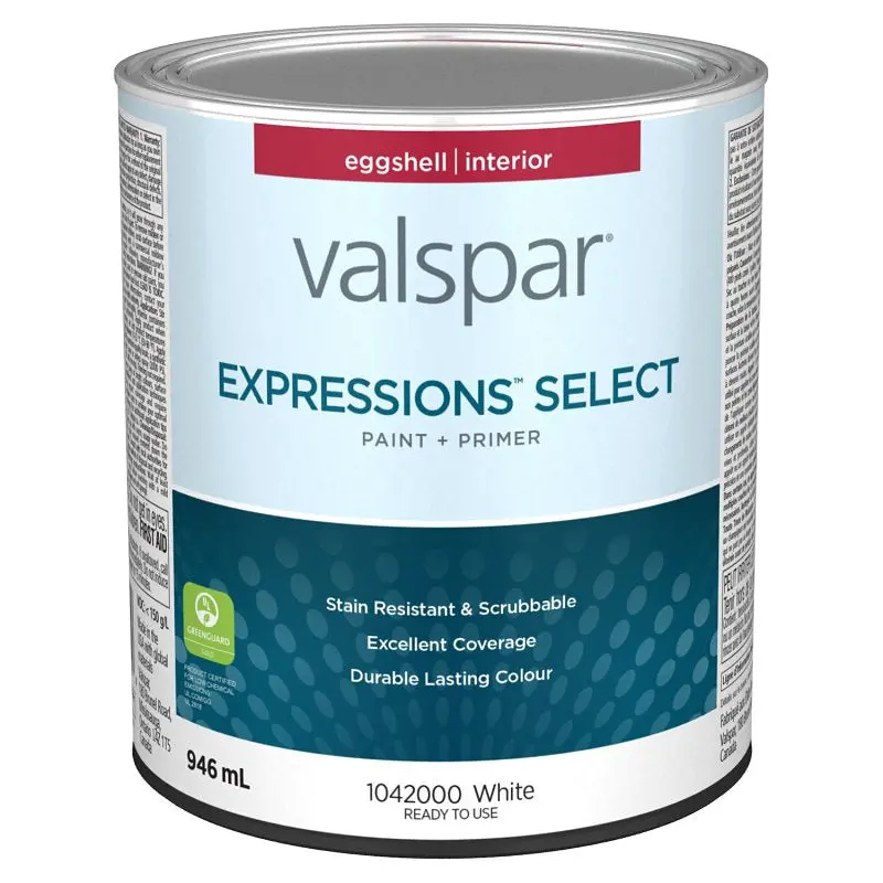 Expressions Select 029.1042000.005 Interior Paint and Primer, Eggshell, White, 1 qt, 37 sq-m Coverage Area