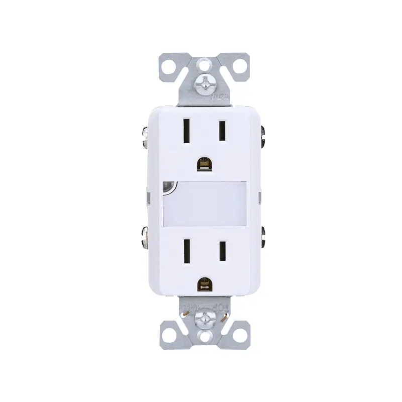 Eaton TR7734W-KB-L Duplex Outlet, 2 -Pole, 15 A, 125 V, Back, Side Wiring, NEMA: 5-15R, White