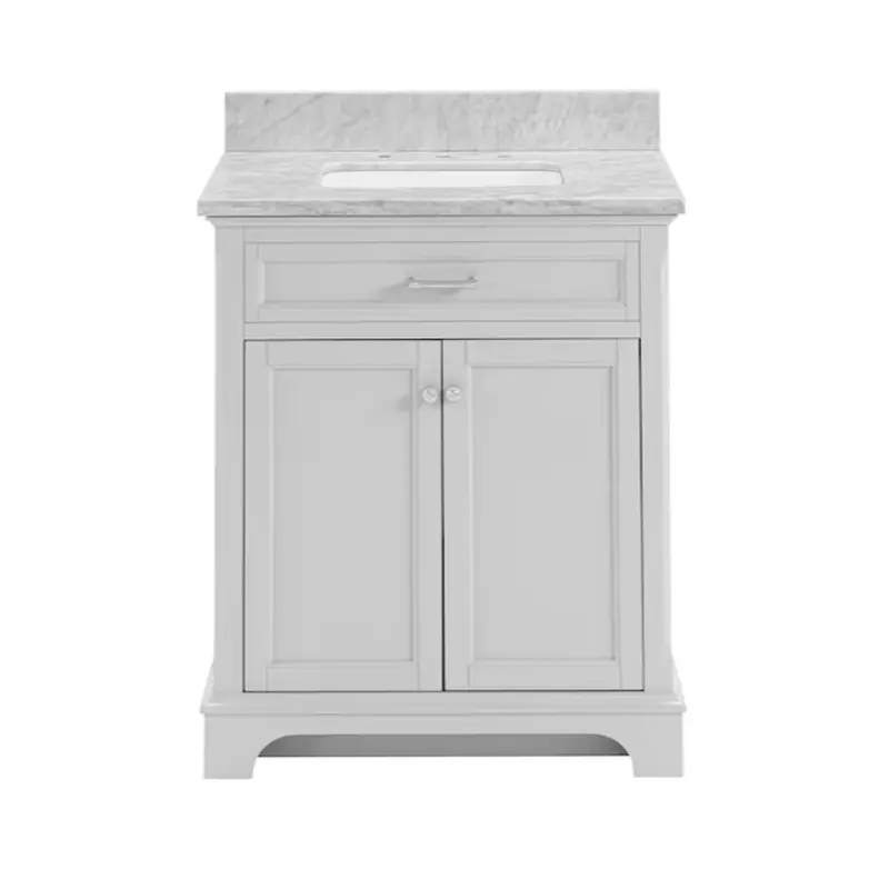 allen   roth Roveland 30-in Light Gray Undermount Single Sink Bathroom Vanity with Carrara Natural Marble Top