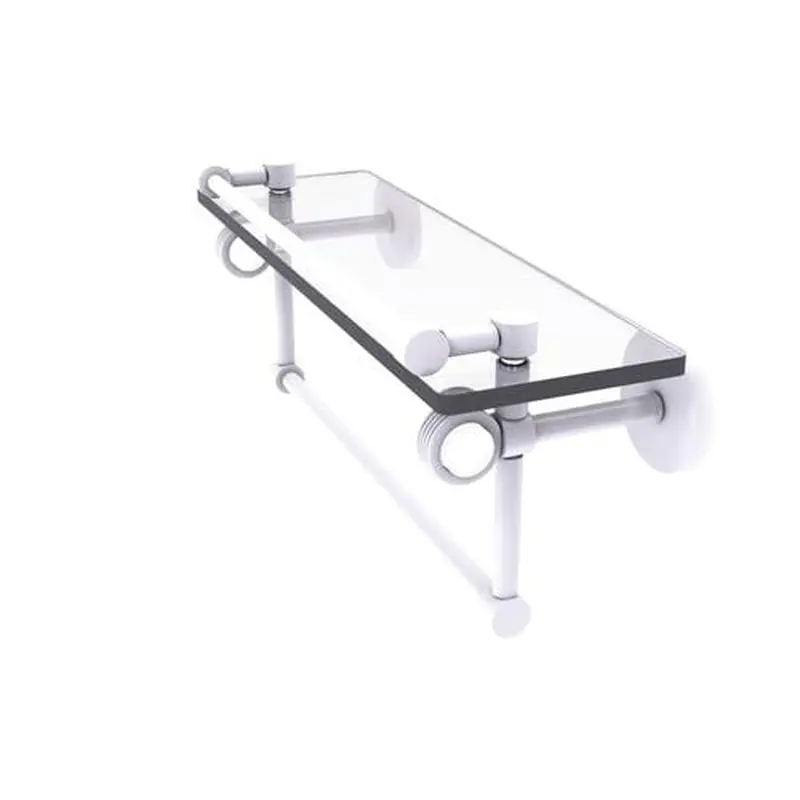 Allied Brass Clearview Matte White 1-Tier Brass Wall Mount Bathroom Shelf