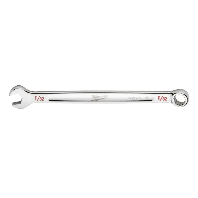 Milwaukee 45-96-9411 Combination Wrench, SAE, 11/32 in Head, 5.91 in L, 12-Point, Steel, Chrome