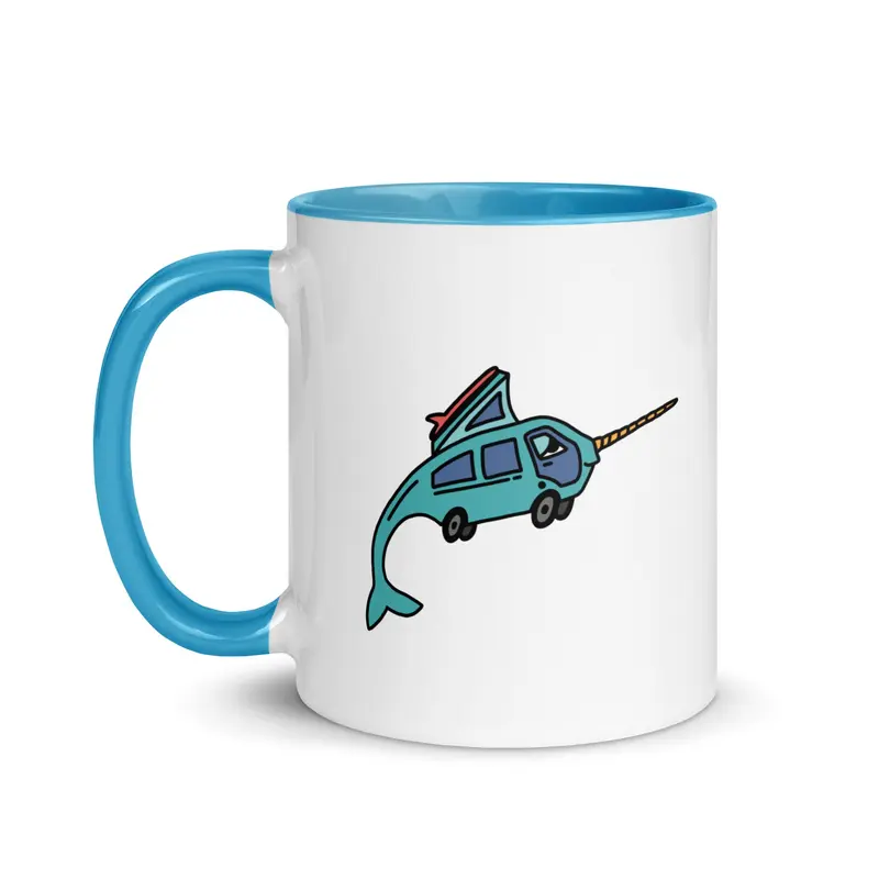 Narwhal Ned Mug with Color InsideBlack / 11 oz