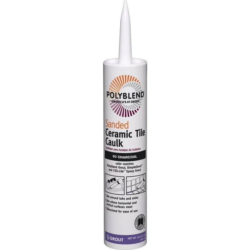 CUSTOM Polyblend PC6010S-6 Ceramic Tile Caulk, Charcoal, 10.5 oz Cartridge