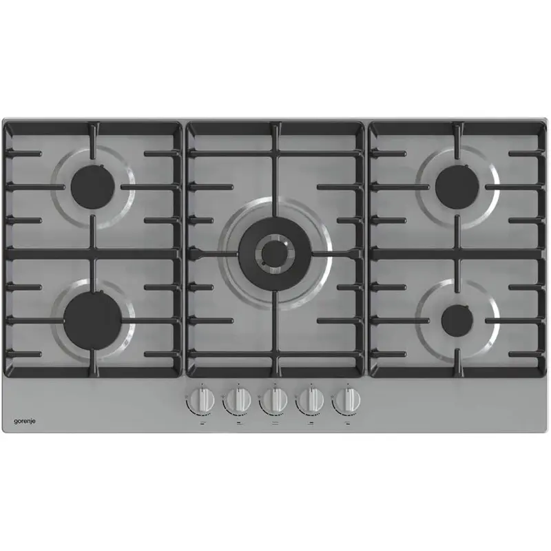 Gas hob, 90 cm, stainless steel, 5 burners