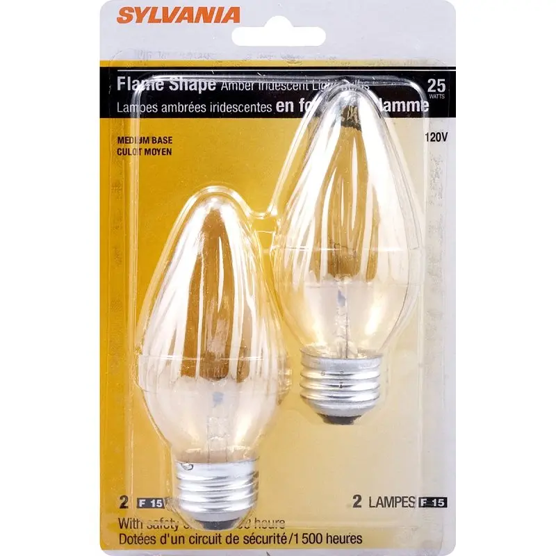 Sylvania 13823 Incandescent Lamp, 25 W, F15 Lamp, Medium E26 Lamp Base, 2850 K Color Temp, 1500 hr Average Life