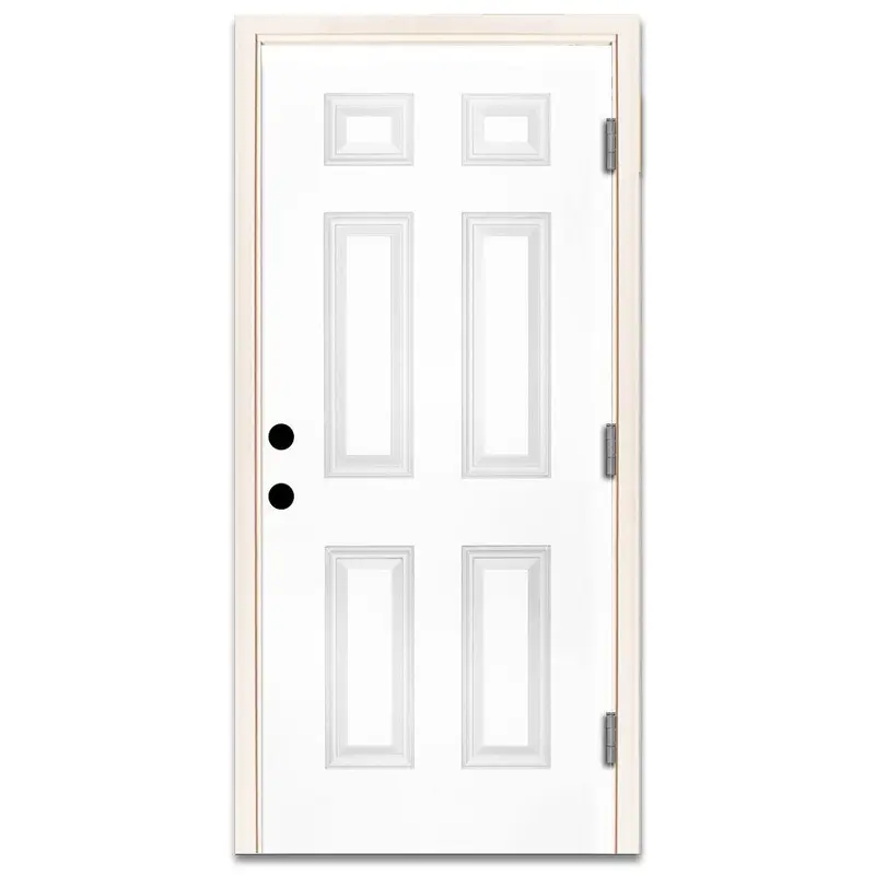 30 in. x 80 in. Premium 6-Panel Primed White Steel Prehung Front Door Left-Hand Outswing and 4 in. WallWhite Primed / 36 x 80 / Right-Hand/Outswing