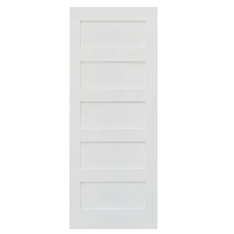 36 in. x 96 in. Shaker 5-Panel Primed Solid Hybrid Core MDF Interior Door SlabNo Bore / Primed White / 24 x 80